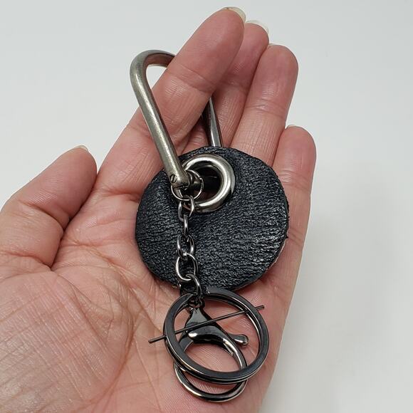 Gucci Black Chrome + Black Leather Repurposed Handcrafted Keychain - Picture 10 of 13
